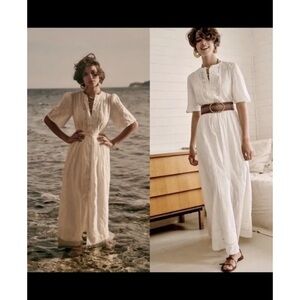 Sezane Maitena White Cotton Crochet Dress